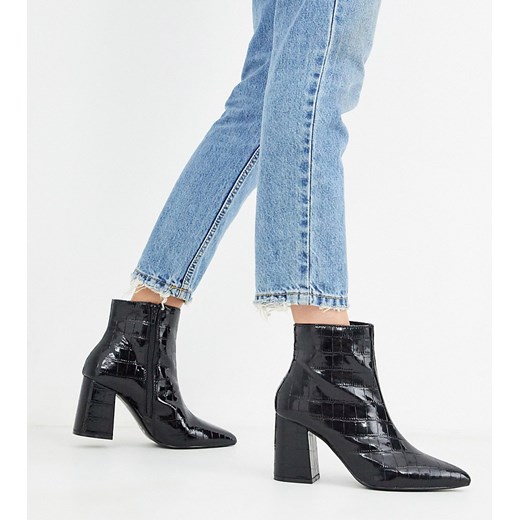 Miss Selfridge – Czarne buty do kostki z noskami w szpic-Czarny