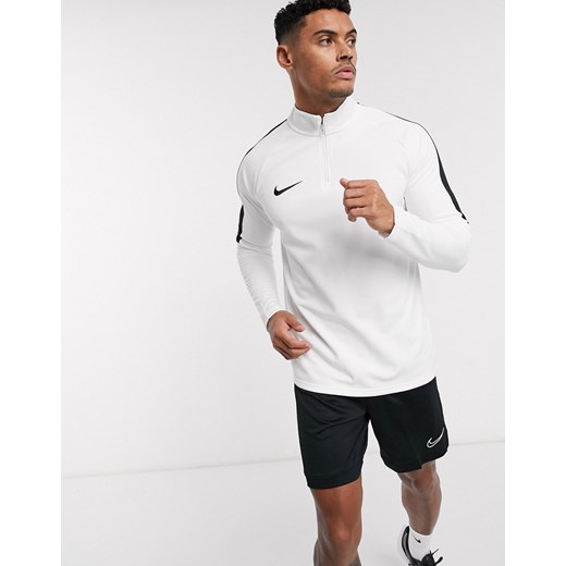 Nike Football – Academy – Biała bluza dresowa z zamkiem 1/2 i czarnym paskiem z boku-Biały