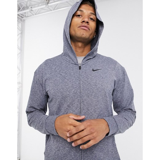 Nike Yoga - Granatowa bluza z kapturem zapinana na suwak-Granatowy