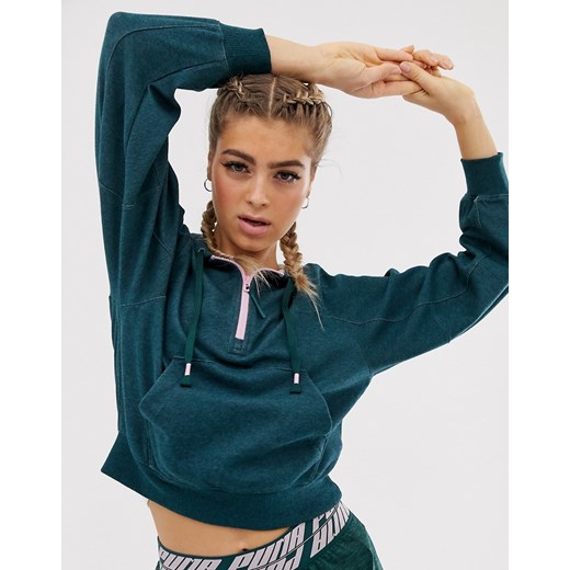 Puma – Feel it – Bluza z kapturem z zamkiem przy szyi-Zielony