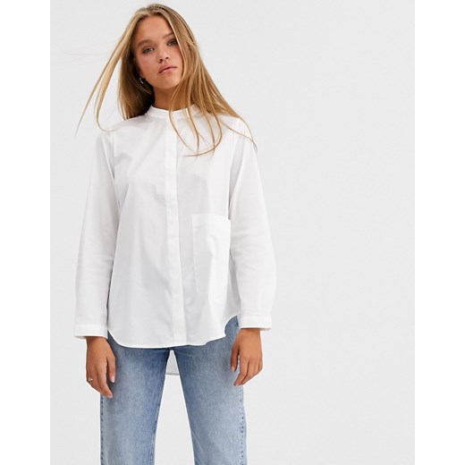 Selected Femme – Biała koszula oversize bez kołnierzyka-Biały