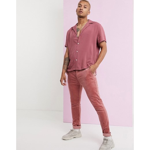 ASOS DESIGN – Różowe spodnie sztruksowe o obcisłym kroju-Różowy