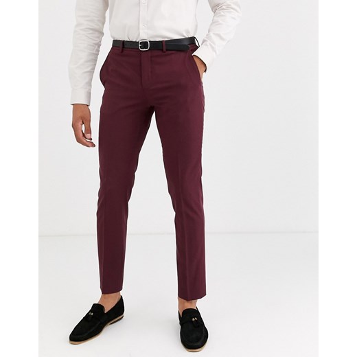 Jack & Jones – Premium – Bordowe spodnie garniturowe ze stretchem-Czerwony