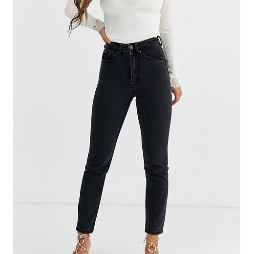 Vero Moda Petite – Jeansy mom do kostek z podwyższonym stanem-Czarny