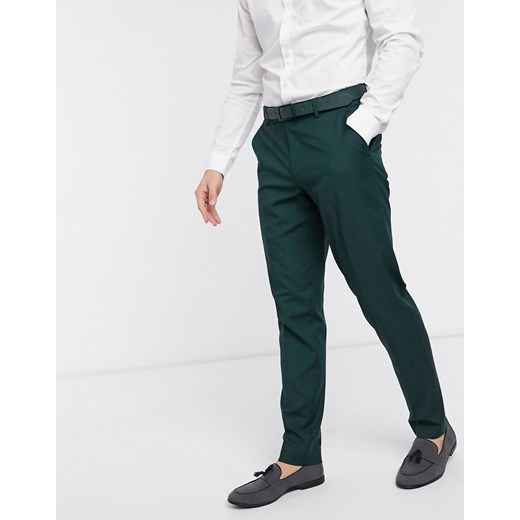 ASOS DESIGN – Zielone dopasowane ślubne spodnie garniturowe-Zielony