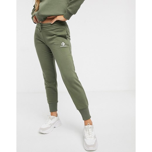 Converse – Spodnie dresowe w kolorze khaki z logo-Zielony