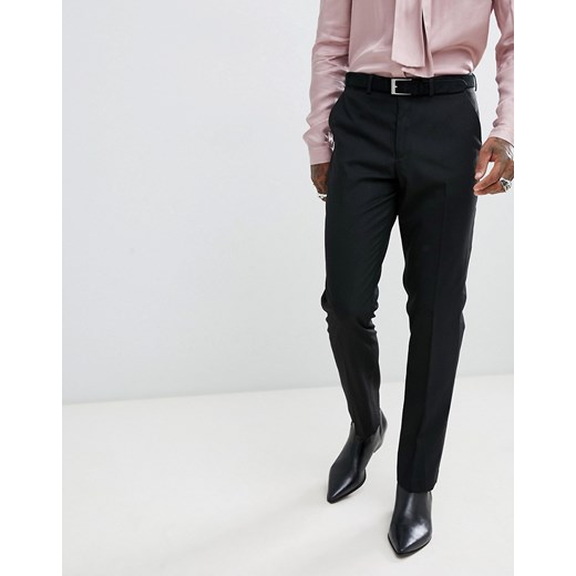 ASOS DESIGN – Czarne spodnie smokingowe o dopasowanym kroju-Czarny