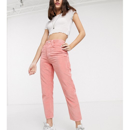 Reclaimed Vintage – Różowe sztruksowe mom jeans w stylu lat 91.-Różowy