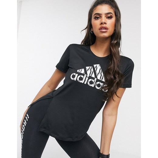 adidas Training ikat - Czarny t-shirt z logo z wiązaniem z boku
