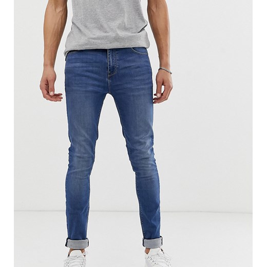 ASOS DESIGN – Tall – Bardzo obcisłe jeansy z efektem sprania-Niebieski