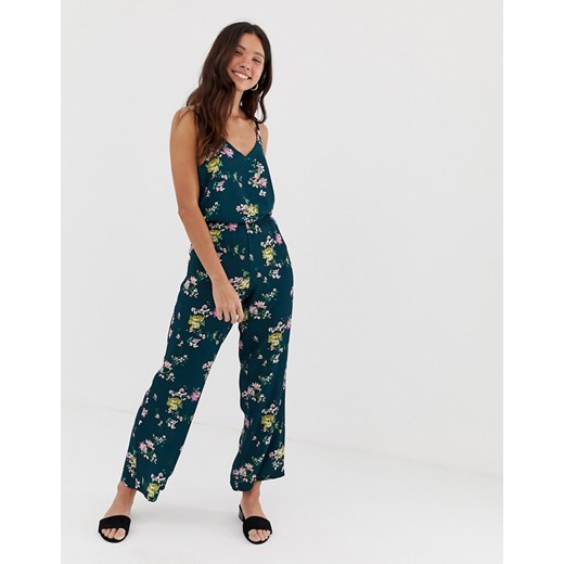 JDY – Trick – spodnie z szerokimi nogawkami z nadrukiem w kwiaty-Zielony