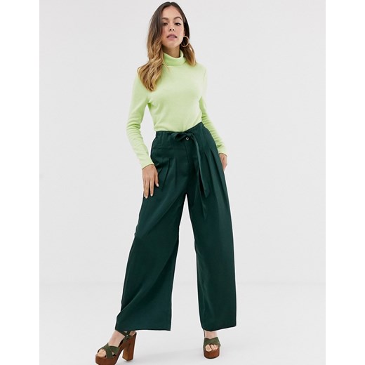 Moon River – Zielone spodnie z szerokimi nogawkami-Zielony