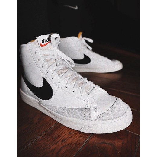 Nike – Blazer Mid '77 – Biało-czarne buty sportowe-Biały
