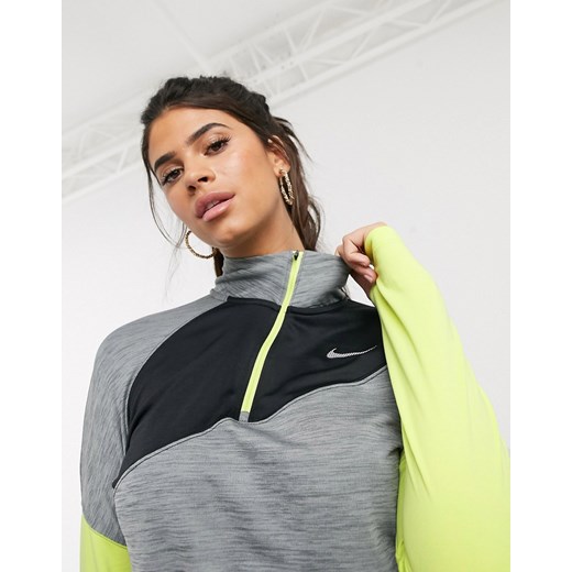 Nike Running – Szaro-limonkowa kurtka z suwakiem-Wielokolorowy