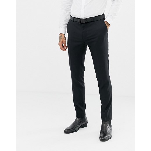 Twisted Tailor – Hemmingway – Czarne spodnie garniturowe o bardzo obcisłym kroju z domieszką wełny-Czarny
