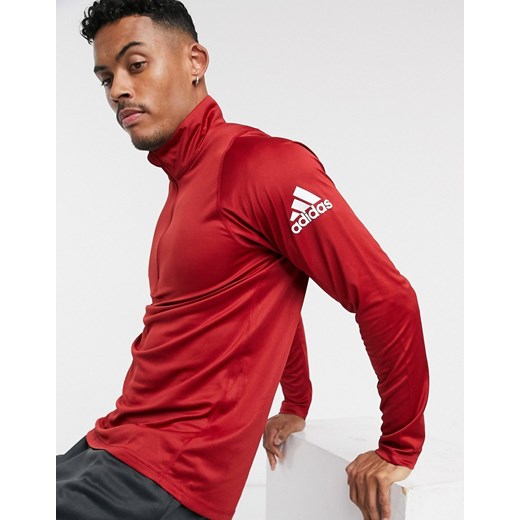adidas Training – Czerwona bluza z zamkiem 1/4-Czerwony