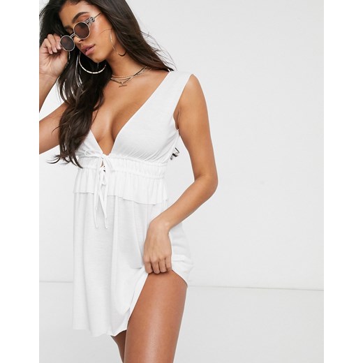ASOS DESIGN – Biała sukienka plażowa z dżerseju-Biały