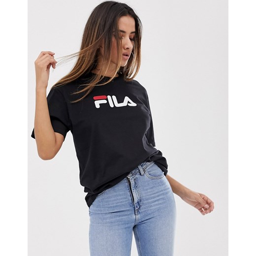 Fila – T-shirt oversize o kroju boyfriend z logo na piersi-Czarny