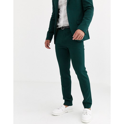 Avail London – Turkusowe spodnie garniturowe o obcisłym kroju-Zielony