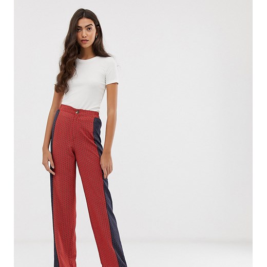 Brave Soul – Tall – Spodnie z szerokimi nogawkami we wzory-Czerwony