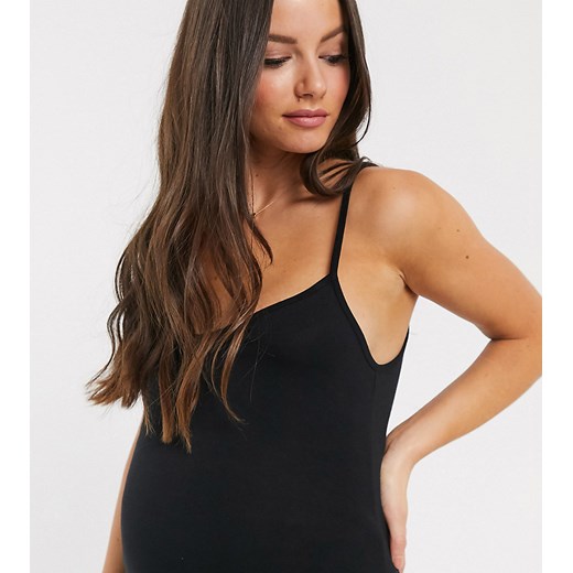 ASOS DESIGN Maternity – Czarny top na ramiączkach z dekoltem w kształcie litery V