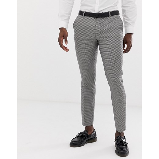 Burton Menswear – Wąskie ślubne spodnie garniturowe w wyrazistą kratkę-Czarny