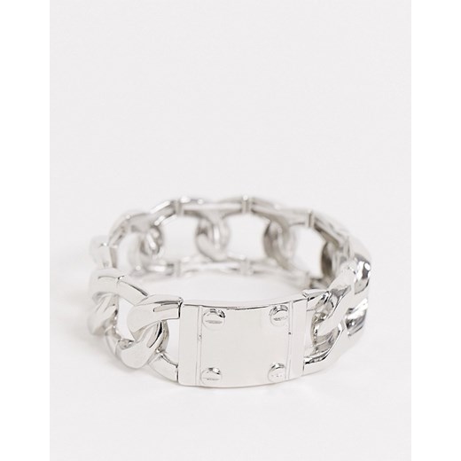 DesignB – Gruba łańcuszkowa bransoletka w kolorze srebra-Srebrny