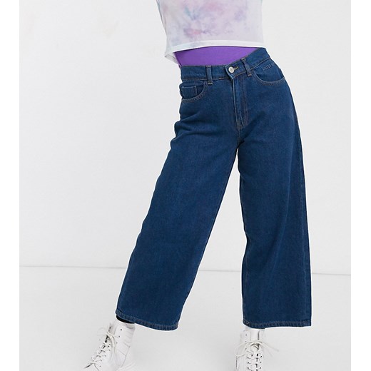 Noisy May Petite – Ciemnoniebieskie jeansy z szerokimi nogawkami