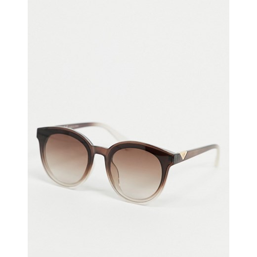 River Island – Brązowe eleganckie okulary przeciwsłoneczne w okrągłej oprawce z efektem cieniowania-Brązowy