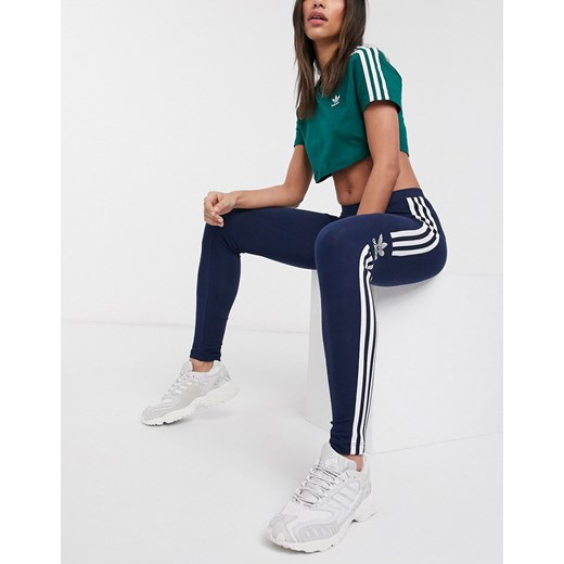 adidas Originals – adicolor – Locked up – Granatowe legginsy z logo-Granatowy