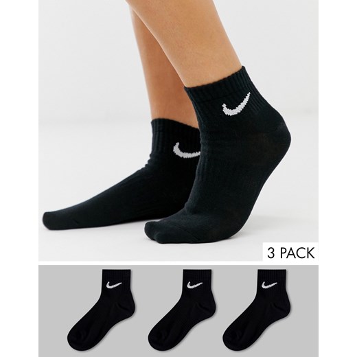 Nike - Czarne skarpetki do kostki z logo Nike Swoosh, 3 sztuki-Czarny