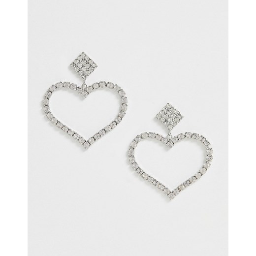 True Decadence – Długie kolczyki w kształcie serca z kryształkami-Srebrny