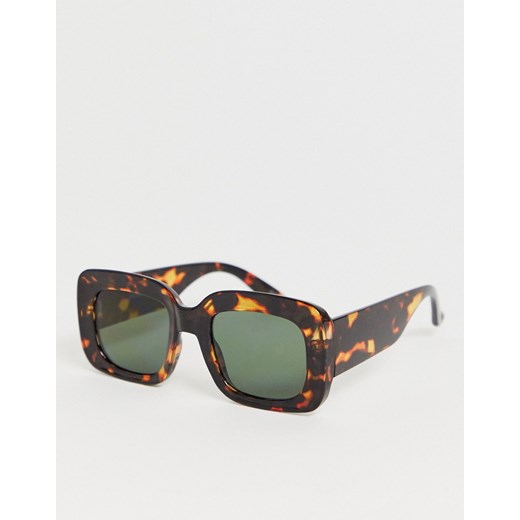 ASOS DESIGN – Kwadratowe okulary przeciwsłoneczne z szylkretowym wzorem-Brązowy
