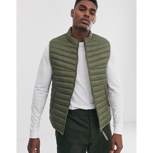 ASOS DESIGN - Ocieplany bezrękawnik w kolorze khaki-Zielony