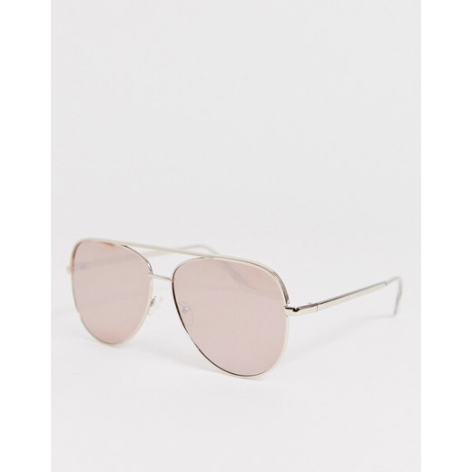 ASOS DESIGN – Okulary przeciwsłoneczne typu aviator w kolorze różowego złota z cieniowanymi soczewkami-Złoty