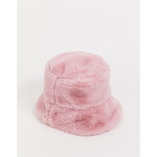 ASOS DESIGN – Różowy kapelusz typu bucket ze sztucznego futra