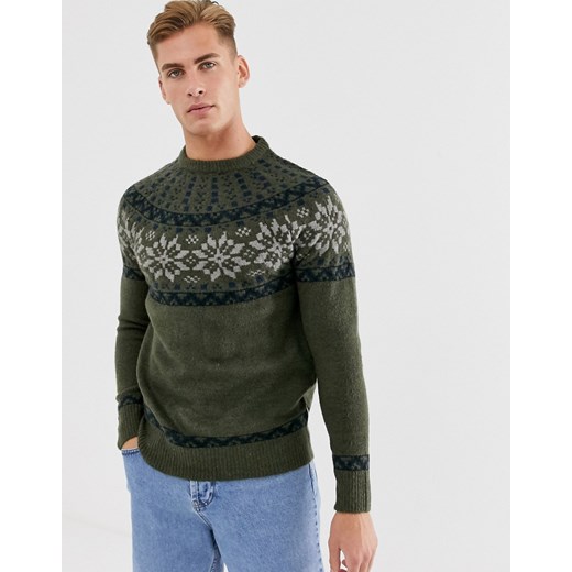 Bellfield – Sweter ze skandynawskim wzorem-Zielony