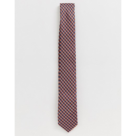 Harry Brown – Cienki krawat w kratę-Pomarańczowy