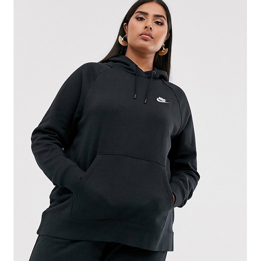 Nike – Plus – Czarna prosta bluza z kapturem-Czarny