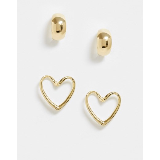 Ashiana – Zestaw 2 par kolczyków w kolorze złotym w kształcie koła i serca