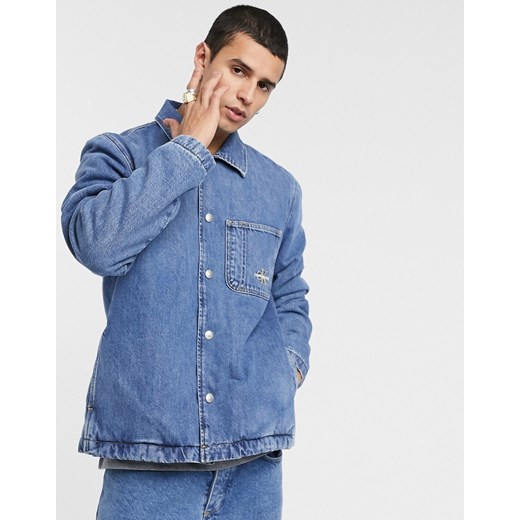 Calvin Klein Jeans – Niebieska, ocieplana kurtka w stylu koszuli-Niebieski