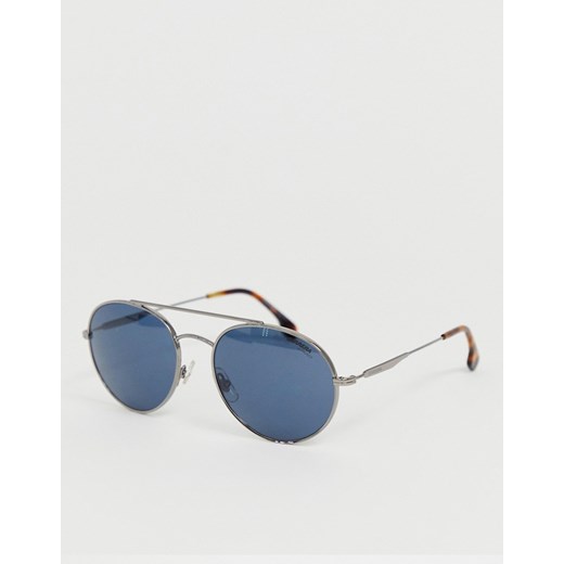 Carrera - Okrągłe okulary przeciwsłoneczne z kwadratowymi oprawkami i mostkiem-Niebieski