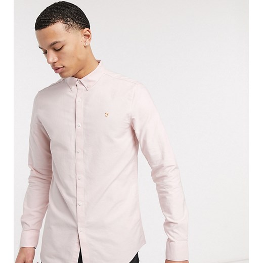 Farah Brewer – Różowa dopasowana koszula oxford-Różowy