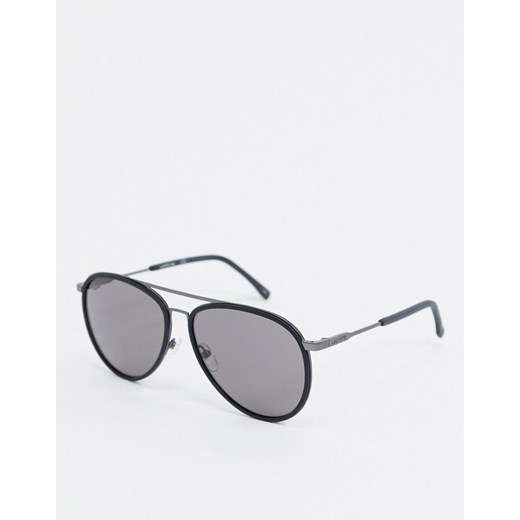 Lacoste – Casual Elegance – Okrągłe okulary z podwójnym mostkiem-Czarny