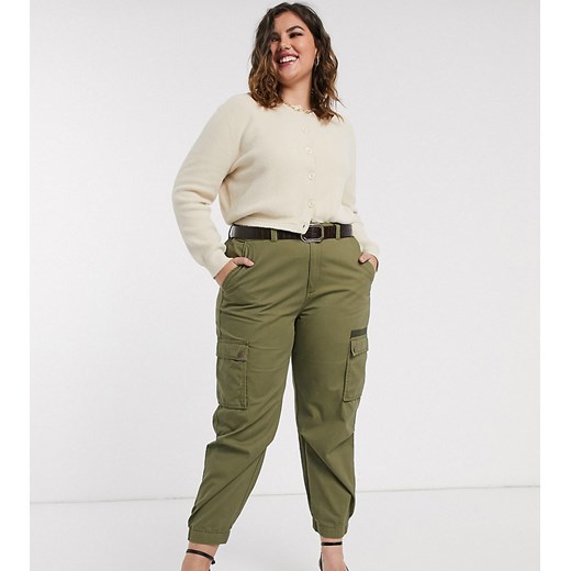 Only curve — Spodnie bojówki w kolorze khaki-Zielony