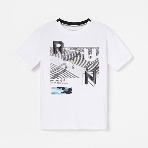 Reserved - Bawełniany t-shirt z nadrukiem - Biały  Reserved 146 