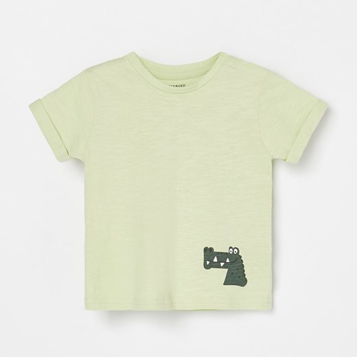 Reserved - Bawełniany t-shirt z nadrukiem - Zielony  Reserved 74 