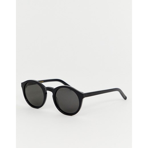 Monokel Eyewear – Barstow – Czarne okrągłe okulary przeciwsłoneczne-Czarny