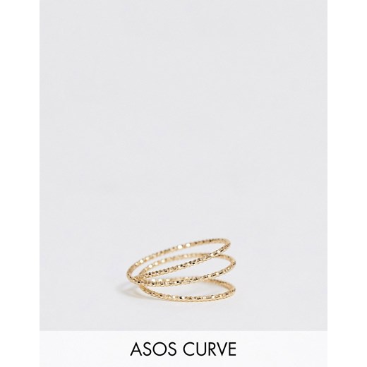 ASOS DESIGN Curve – Pinky – Zawijany pierścionek teksturowany w złotym kolorze