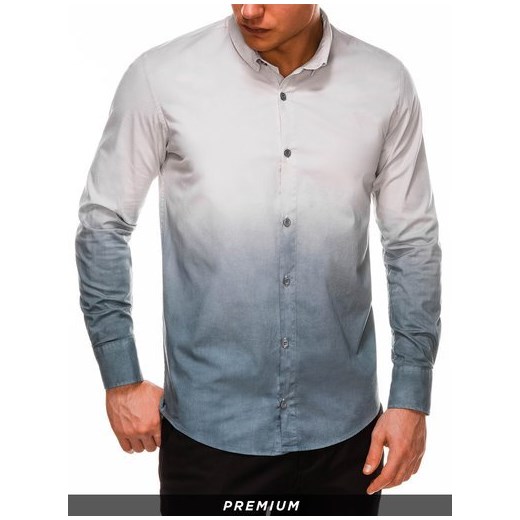 Koszula męska z długim rękawem K514 - jasnoszara  Ombre XL 